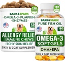 Allergy Relief + Omega 3 Bundle - Anti-Itch Skin&Coat Supplement + Allergy Skin - Omega 3 Fish Oil + EPA& DHA Grassty Acids - Itching&Paw Licking + Joint Health - 120 Chews + 180 Softgels - Made in USA