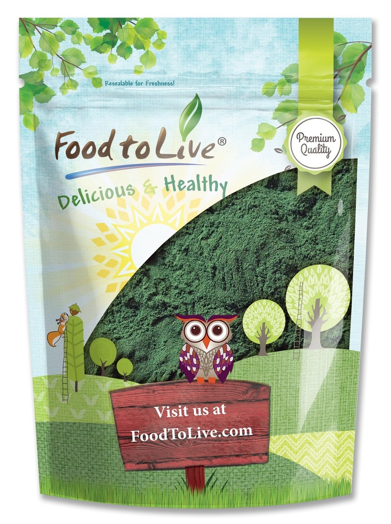 Cibo per vivere clorella polvere, 2 Pounds - Kosher, Raw Green Algae, Vegan Superfood, Bulk, Pure Vegan Green Protein, Ricco di vitamine e minerali, Grande per bevande, Tè e Smoothies