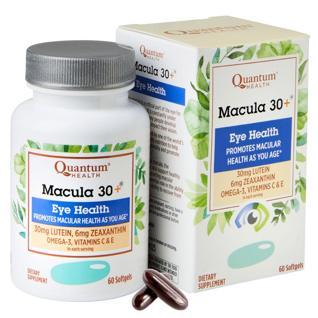Quantum Health Macula 30+ Eye Care Supplement promuove la salute maculare e retina come età con Lutein Zeaxanthin Omega-3 Vitamine C & E Nutrizione giornaliera per le donne & uomini - 60 Softgels