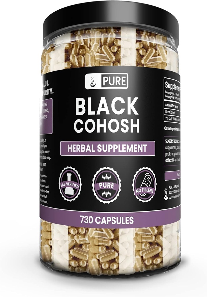 Ingredienti originali puri Cohosh nero (730 capsule) No Magnesio o Filler di riso, Sempre Pure, Lab verificato