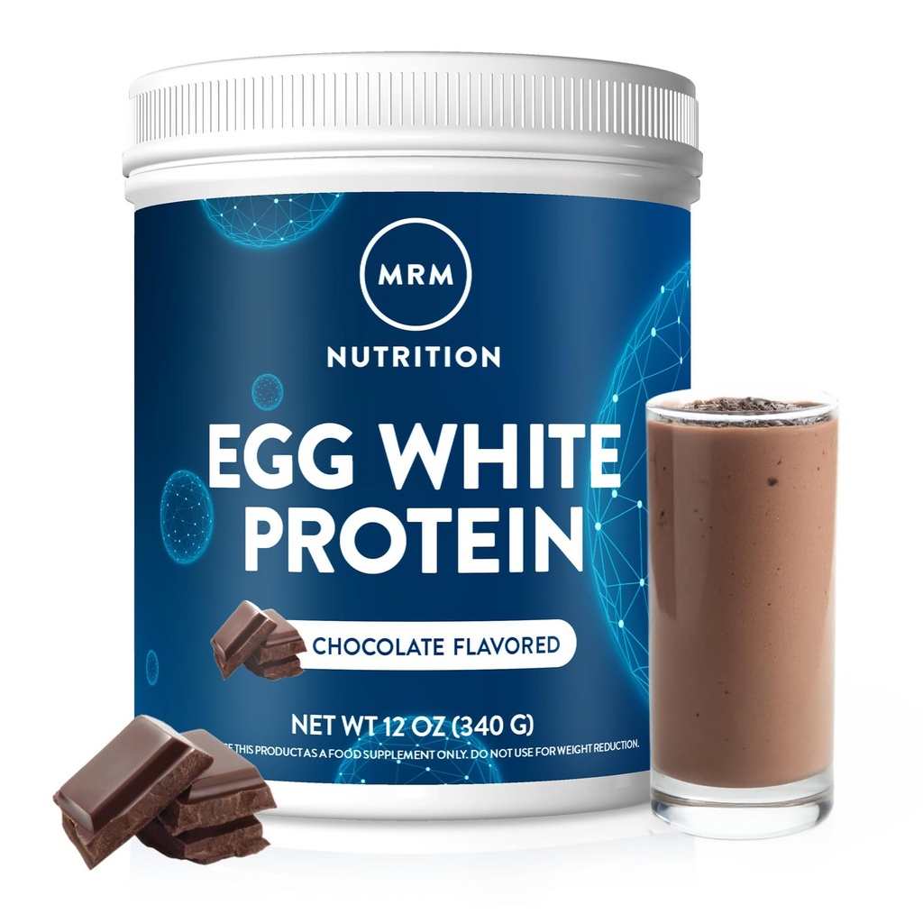 MRM Nutrition Egg White Protein | Chocolate Flavored | 23g Fat-Free Protein | con enzimi digestivi | Highest Biological Value | Clinically Tested | 10 Servings