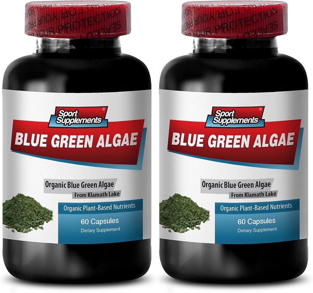 Pure Green Superfood da Klamath Lake per promuovere la pelle più sana e più giovane - Blue Green Algae 500mg, Blue Green Algae Capsule, Blue Green Spirulina, Spirulina, clorella - 2B 120 Cap