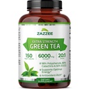 Estratto di tè verde 20:1 di Zazzee, 6000 mg di resistenza, 50% EGCG, 98% di polifenoli e 80% di Catcehins, 150 capsule vegane, 5 mesi di alimentazione, standardizzato e concentrato 20X di potenza, non OGM