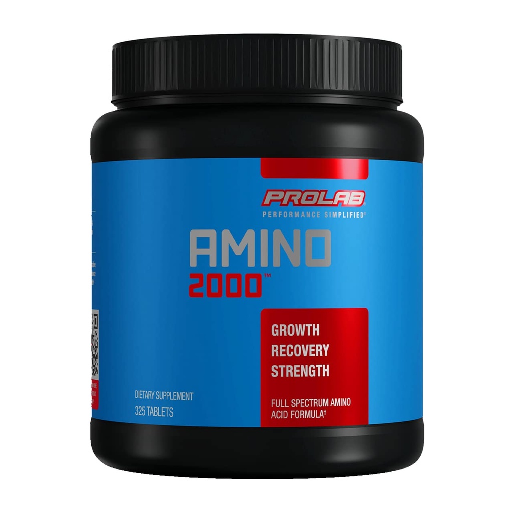 Prolab Amino 2000 Aminoacidi essenziali Supplemento, Formula EAA a spettro completo per il recupero del muscolo, supporto per la crescita muscolare magra e prestazioni (325 compresse)