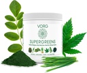 VORG SuperGreens - #1 Green Superfood Powder with Chlorella, Barley Grass, Moringa, Kelp, Spirulina, Wheatgrass - 100% Organic - Probiotici, Fiber & Enzymes (1 Settimana di alimentazione)