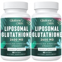 8-in-1 Glutathione Liposomal 2400 MG, formula antiossidante ad alto assorbimento – con acido ialuronico, acido alfa-lipoico, resveratrolo - pelle, detox e sistema immunitario del fegato, 120 Softgels