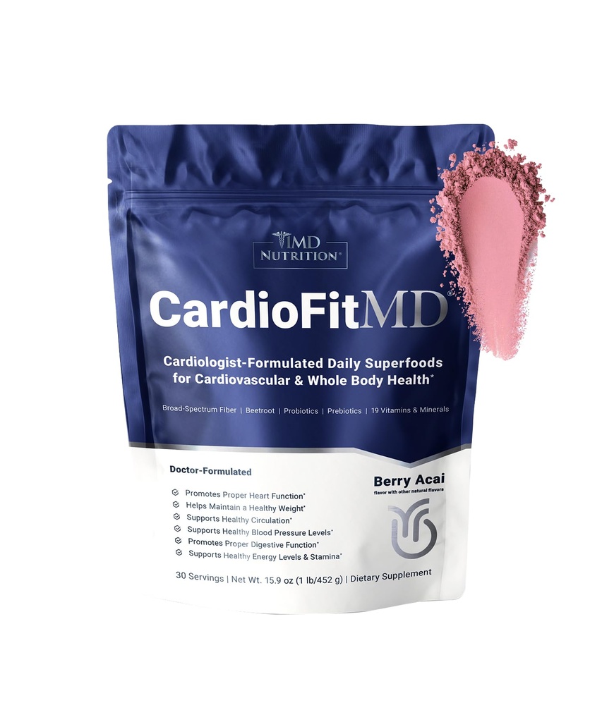 1MD Nutrition CardioFitMD - Vegan Beets Superfood Keto-Friendly - Supplemento Nitric Oxide - Polvere di radice di barbabietola - bevanda ad alta fibra - 30 giorni
