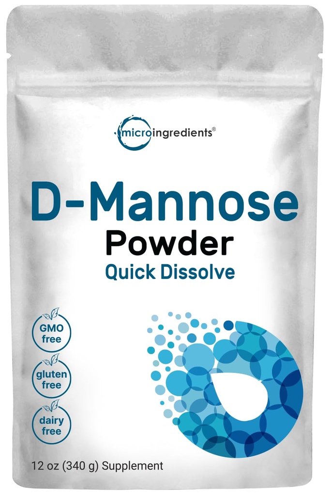 Micro ingredienti D polvere di mannosio, supplemento di mannosio puro, solubile rapido dell'acqua, supporto pulizia del tratto urinario e la salute della vescica, Mannosio Premium per le donne e gli uomini, Vegan Friendly.