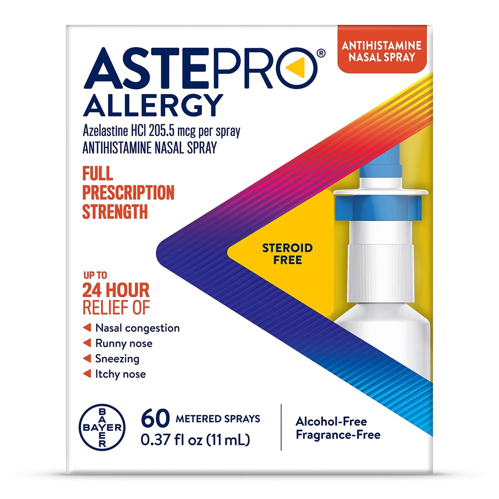 Astepro Allergy Nasal Spray, 24 ore di allergia sollievo, Antistamina senza steroide, 60 spray Metered