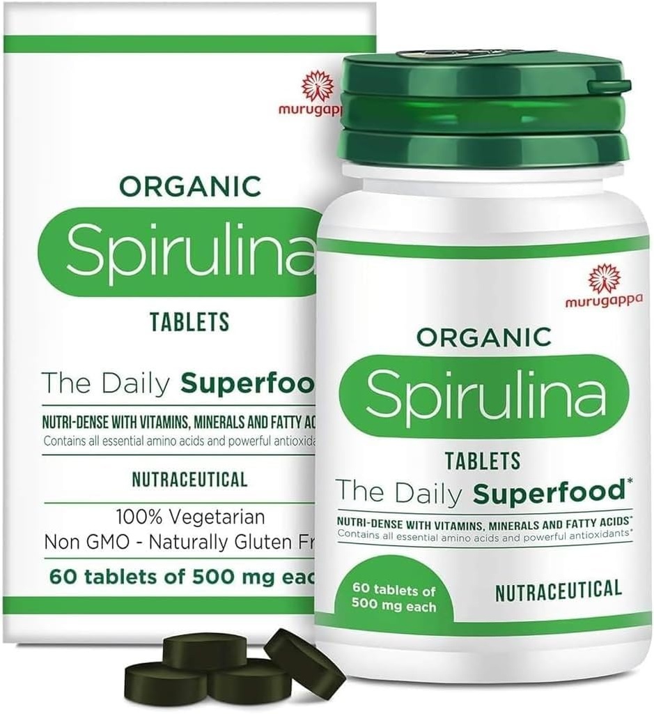 DURJA Organic Spirulina Tablets - La maggior parte Bio-Available Protein & Nutri-Dense Superfood | Immunity and Health Supplement | Metabolismo Booster | 100% Vegan | 60 compresse (500 mg ogni)...'