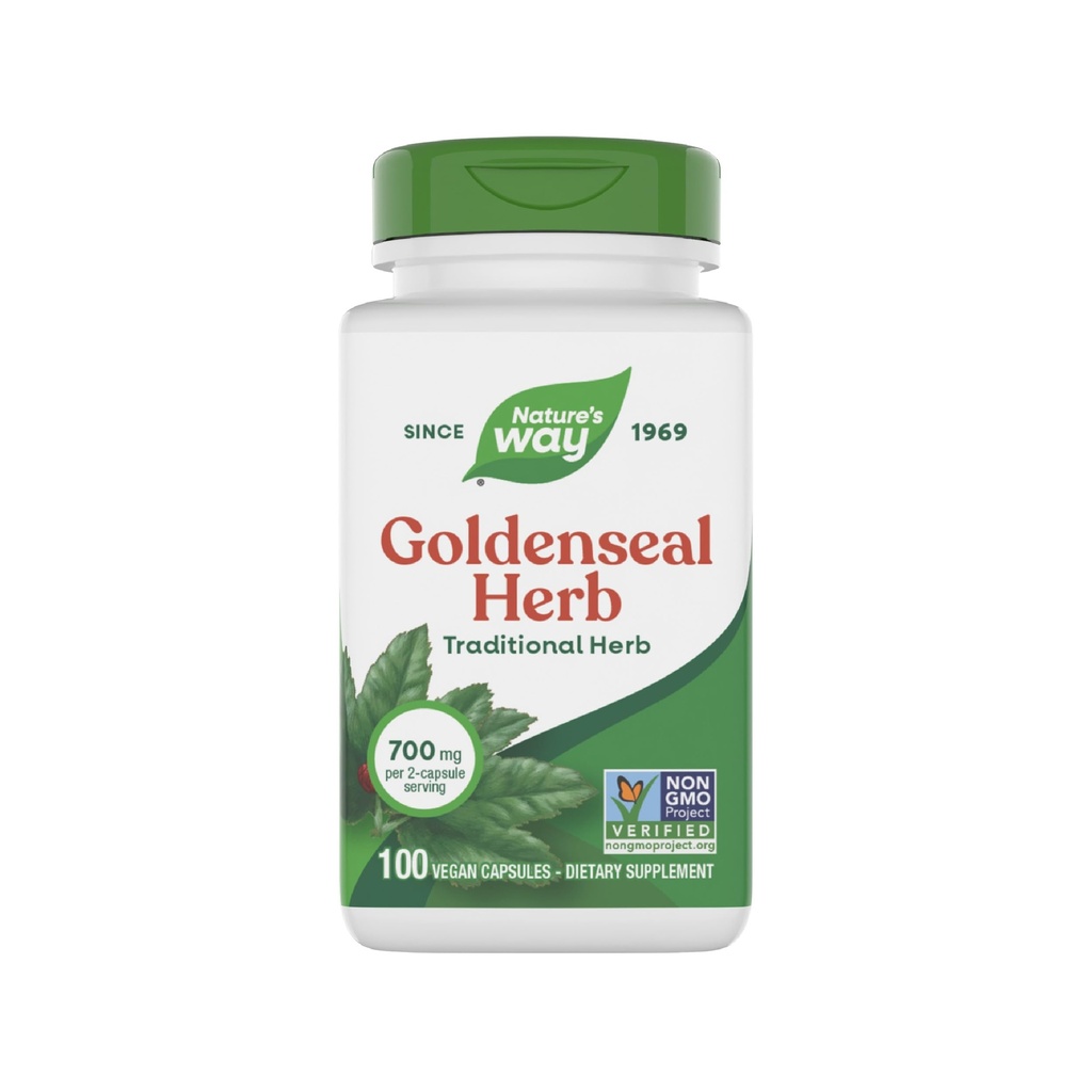Via Naturale Goldenseal, Herb tradizionale, 700 mg per 2 capsule Serving, Progetto non OGM Verificato, Vegan, 100 capsule