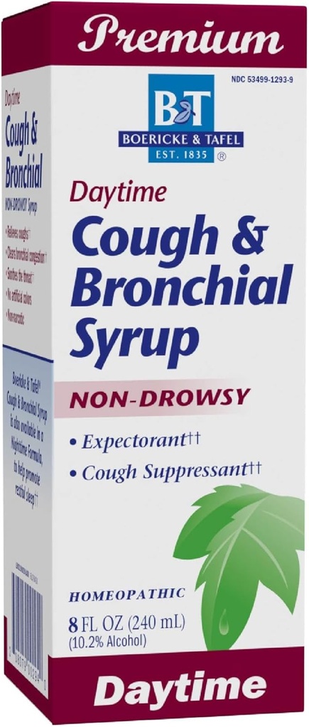 Boericke & Tafel Daytime Cough & Bronchial Syrup, Cough Suppressant & Expectorant, Non-Drowsy, 8 Fl. Oz