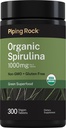 Piping Rock Organic Spirulina | 1000mg | 300 compresse | Arthrospira Platensis | Vegetariano, Non OGM, Integratore senza glutine