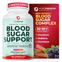 PurePremium Normale Integratore di Zucchero Sangue - 20 Complesso di ingredienti attivi per sostenere i livelli di zucchero nel sangue già nella gamma normale - con cannella, Melone Bitter, Cromo, Gelso - 120ct