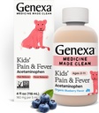 Genexa Kids' Acetaminophen Pain & Fever Oral Suspension Medicine - 4oz - Per i bambini 2 - 11 anni Vecchio, temporaneamente allevia i sintomi di dolore e febbre, 160 mg per 5 mL- Organic Blueberry Flavor