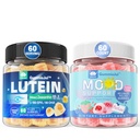 Zucchero gratis Lutein 20mg Zeaxanthin riempito Gummies + naturale calma riempito Gummies per adulti con Ashwagandha e Vegan Omega 3