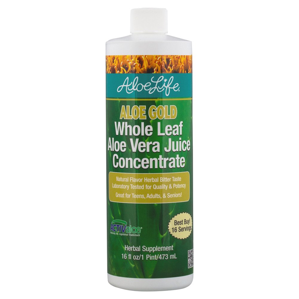 Aloe Life - Succo intero Leaf Aloe Vera, Organico Certificato, Senza Glutine (Aloe Gold, 16 oz)