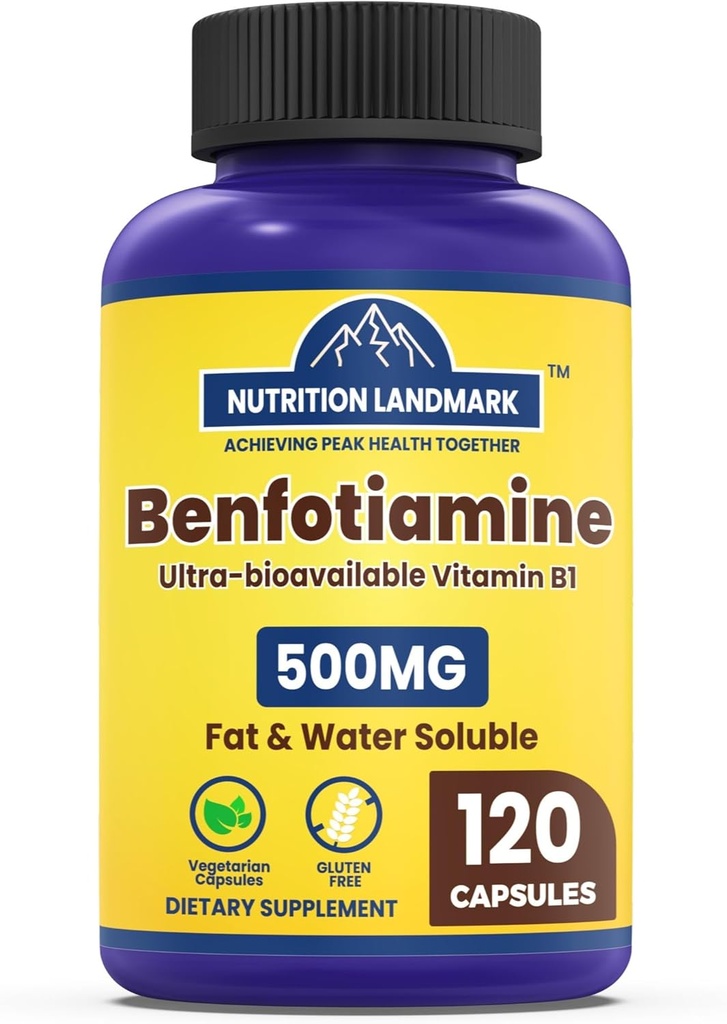 Benfotiamine - Thiamine B1 Supplemento, Benfotiamine Supplemento - Benfotiamine 120 capsule, Gluten Free - 500mg per Serving