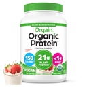 Orgain Organic Vegan Protein Powder, Strawberries & Cream - 21g di Proteine Basate sulle Piante, Carbi a Bassa Rete, Gluten/ Lactose Free, No Sugar Aggiunto, Soy Free, Non-GMO, 2.03 Lb