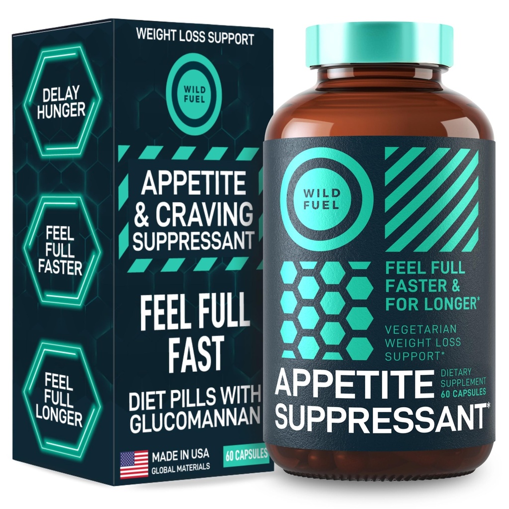 Appetite Suppressant per la perdita di peso, Hunger Suppressant - Pillole di dieta che funzionano velocemente per le donne e gli uomini - Garcinia Cambogia, Glucomannan, White Kidney Bean Blocker e Fat Burner - 60 Caps Veggie