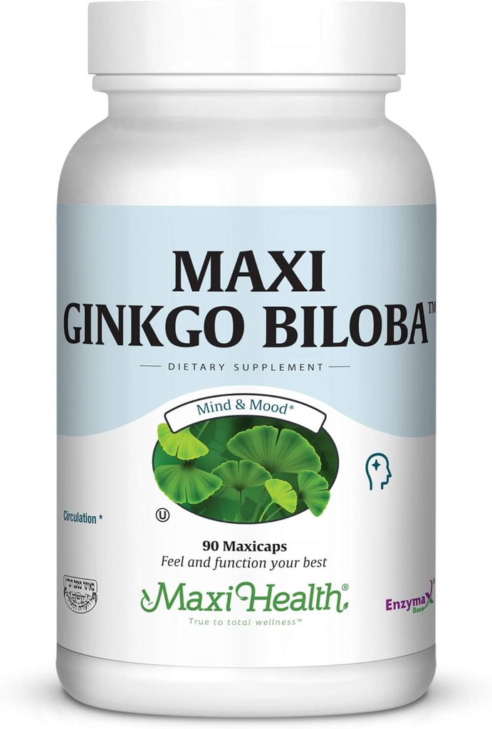 Maxi Salute Ginkgo Biloba - Brain and Circulation Formula - 90 capsule - Kosher (QGB)