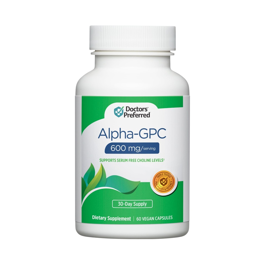 Supplemento alfa GPC PREFERRED di DOCTORS - Formula Premium. 600 MG/Serving, 60 capsule vegane, alimentazione di 30 giorni