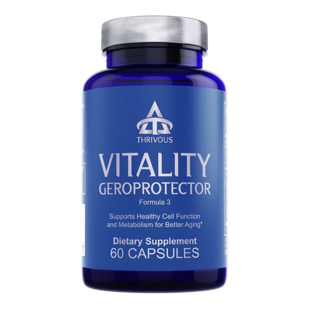 Thrivous Vitality Geroprotector – Integratore di supporto metabolico e cellulare con Berberina, Nicotinamide Riboside, Mirtoselect Blueberry, Resveratrol & CoQ10 – 60 capsule vegan