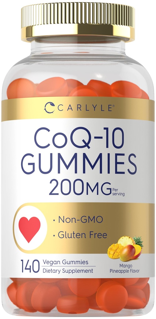 Carlyle CoQ10 200 mg Gummies | 140 Count | Mango Ananas Flavor | Vegan, Non OGM, Gluten Free Supplement