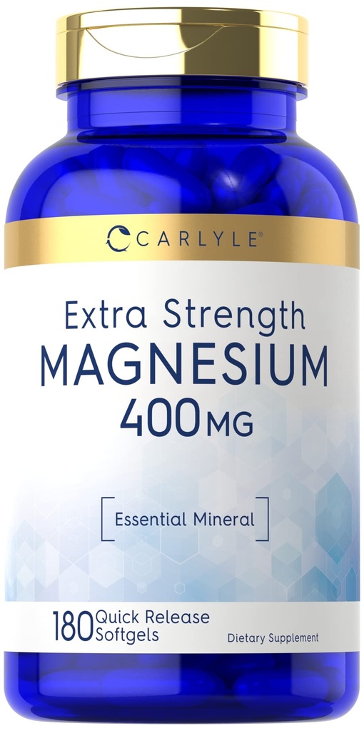 Carlyle Magnesium Oxide 400mg | 180 Softgels | Minerale Essenziale | Non OGM e Gluten