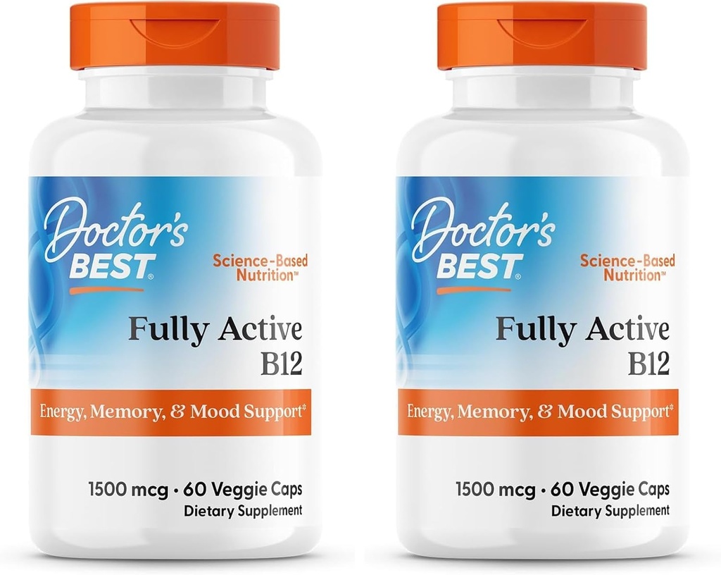 BEST completamente attivo B12 1500 mcg, Non OGM, Vegan, Gluten Free, Supporta memoria sana, Mood e Circolazione, 60 conteggio (pacchetto di 2)