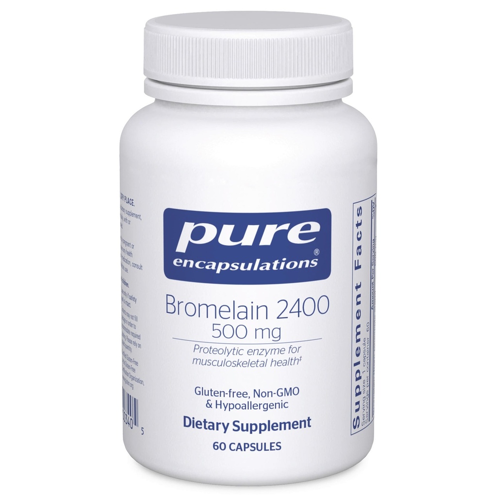 Pure Encapsulations Bromelain 2400 500 mg - per il supporto digestivo e la salute muscoloscheletrica - Supporta giunti e recupero muscolare* - Proteolytic Enzymes - Vegan - 60 capsule
