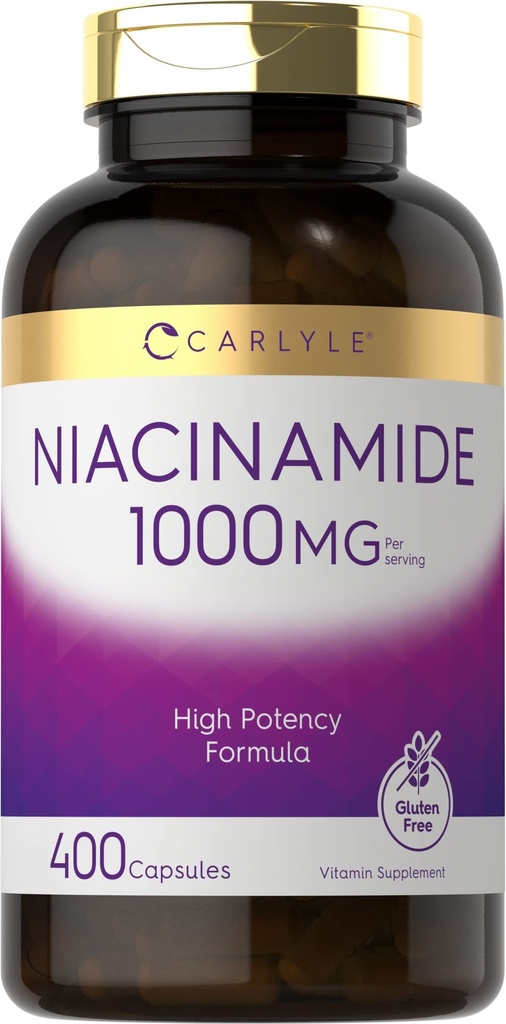 Carlyle Niacinamide 1000 mg | 400 capsule | Formula ad alta potenza | Non OGM, Integratore senza glutine