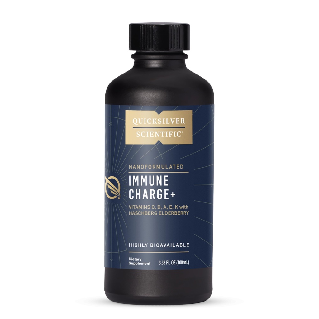 Quicksilver Scientific Immune Charge+ - Elderberry with 10,000 IU Vitamin D3, 25.000 Vitamina A, C, E, K1 & K2 per il supporto Immune Health & Lung (100ml)