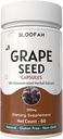 Capsule di semi d'uva 500mg | 10:1 Estratto concentrato | Integratore naturale di erbe | Non OGM, Polvere di semi d'uva senza glutine per il benessere quotidiano (60 conteggio (confezione di 1))