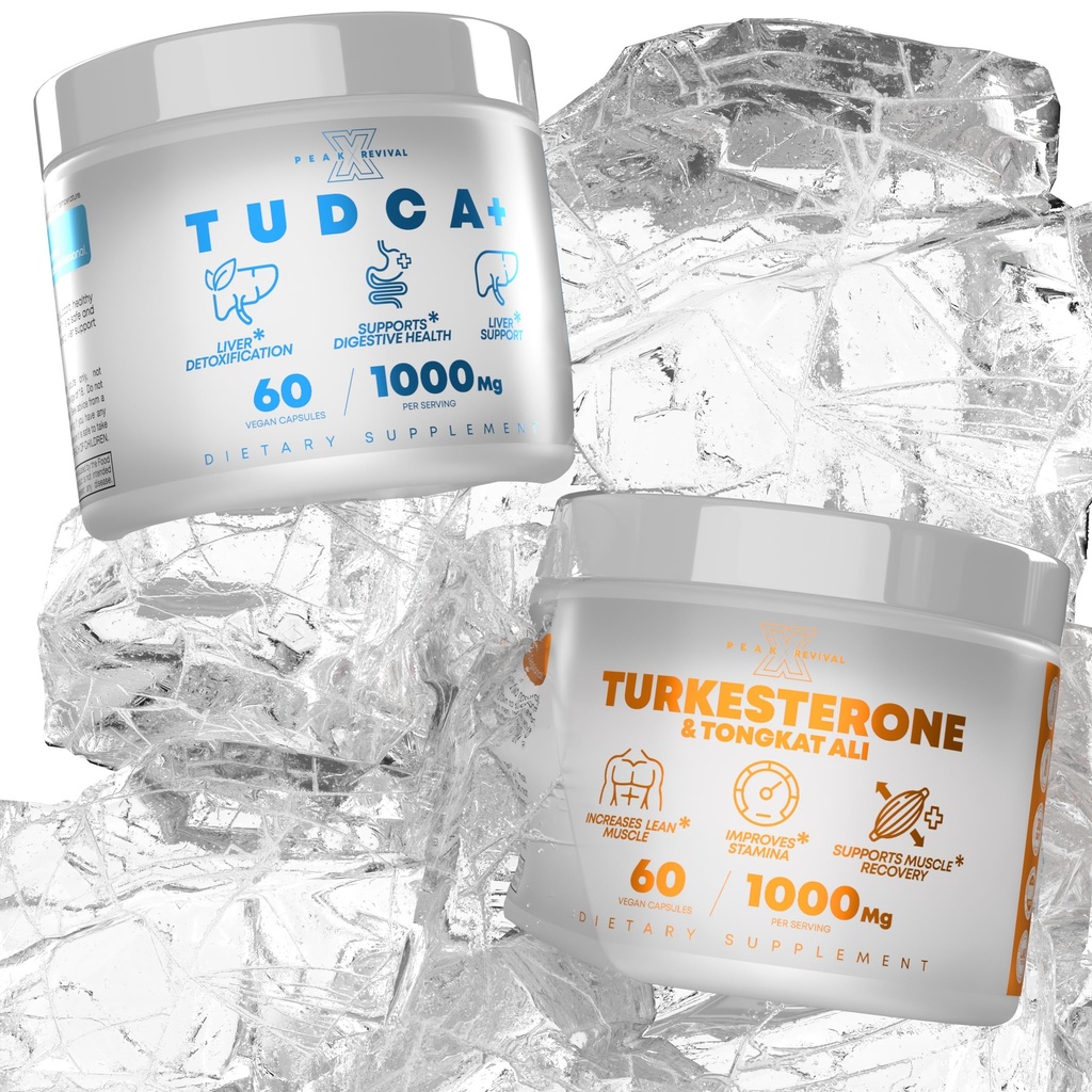TUDCA+ 1000mg Bile Salt Supplemento per il supporto al fegato + Turkesterone & Tongkat Ali 1000mg Aumento Stamina (60 capsule)