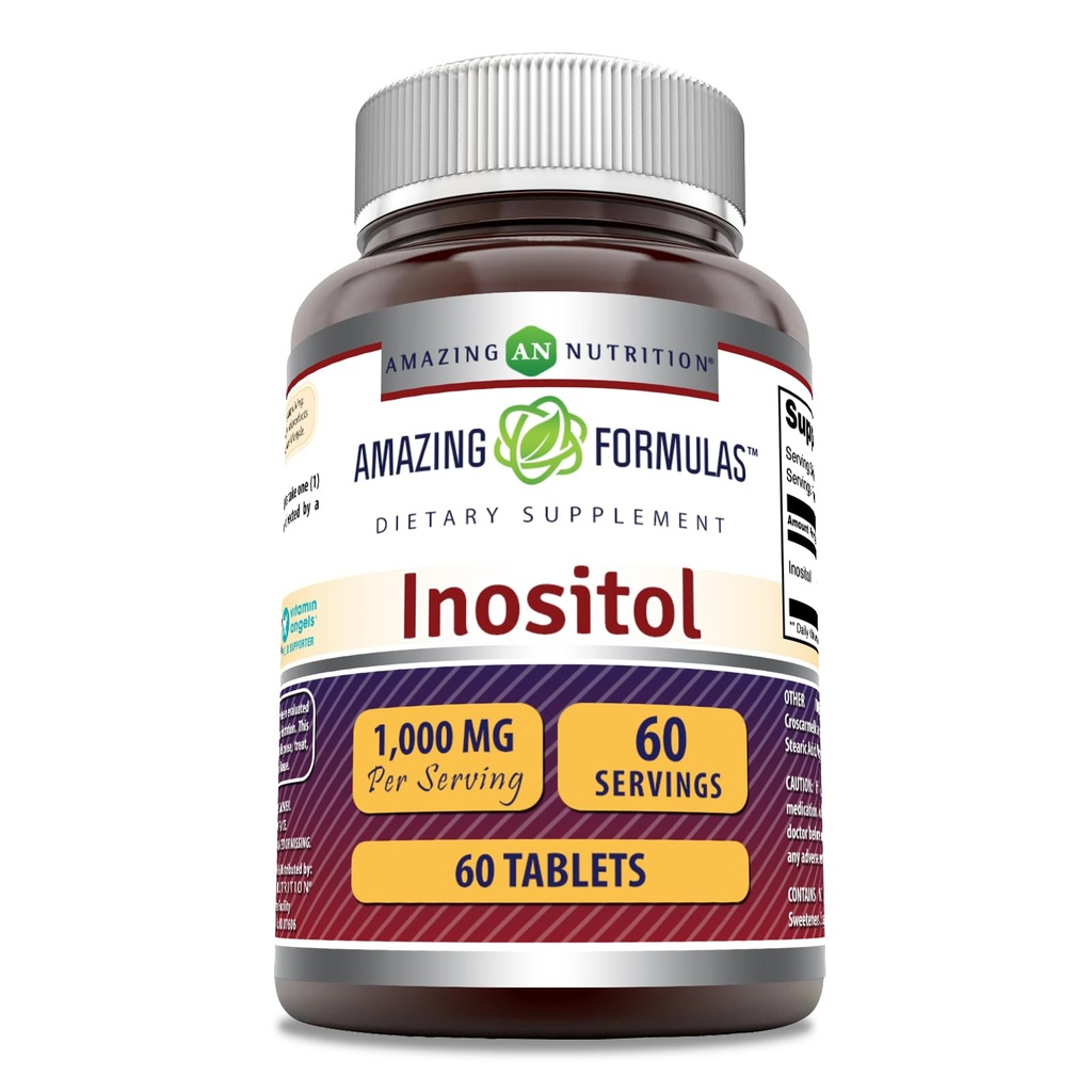 Incredibile Formulas Inositol 1000mg Supplemento | Compresse | Non OGM | Gluten-Free | Made in USA (1 Pack, 60 Count)