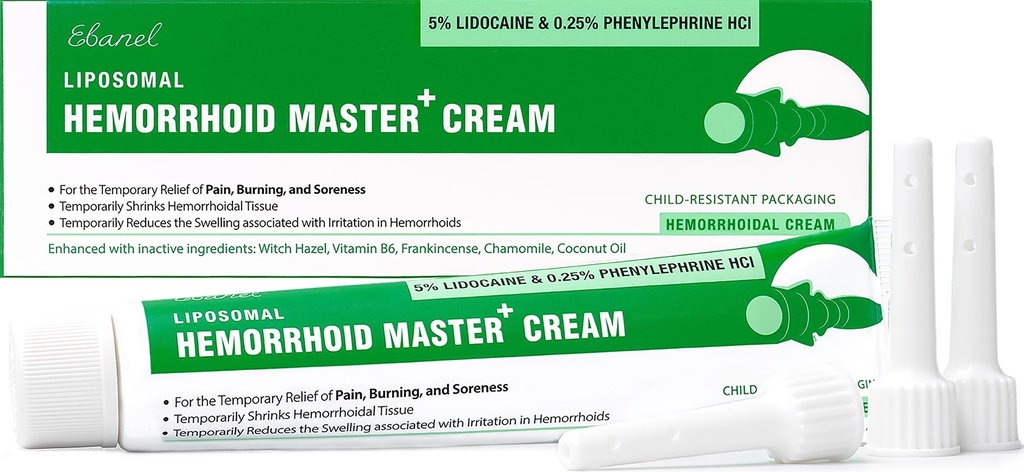 Crema di trattamento emorroidi al 5% di lidocaina con nocciola di Strega, Phenylephrine, Chestnut di cavallo, Vitamina B6, Ossido di zinco, Emorroidi esterne e interne Trattamento Burn Itch Pain Relief crema anale