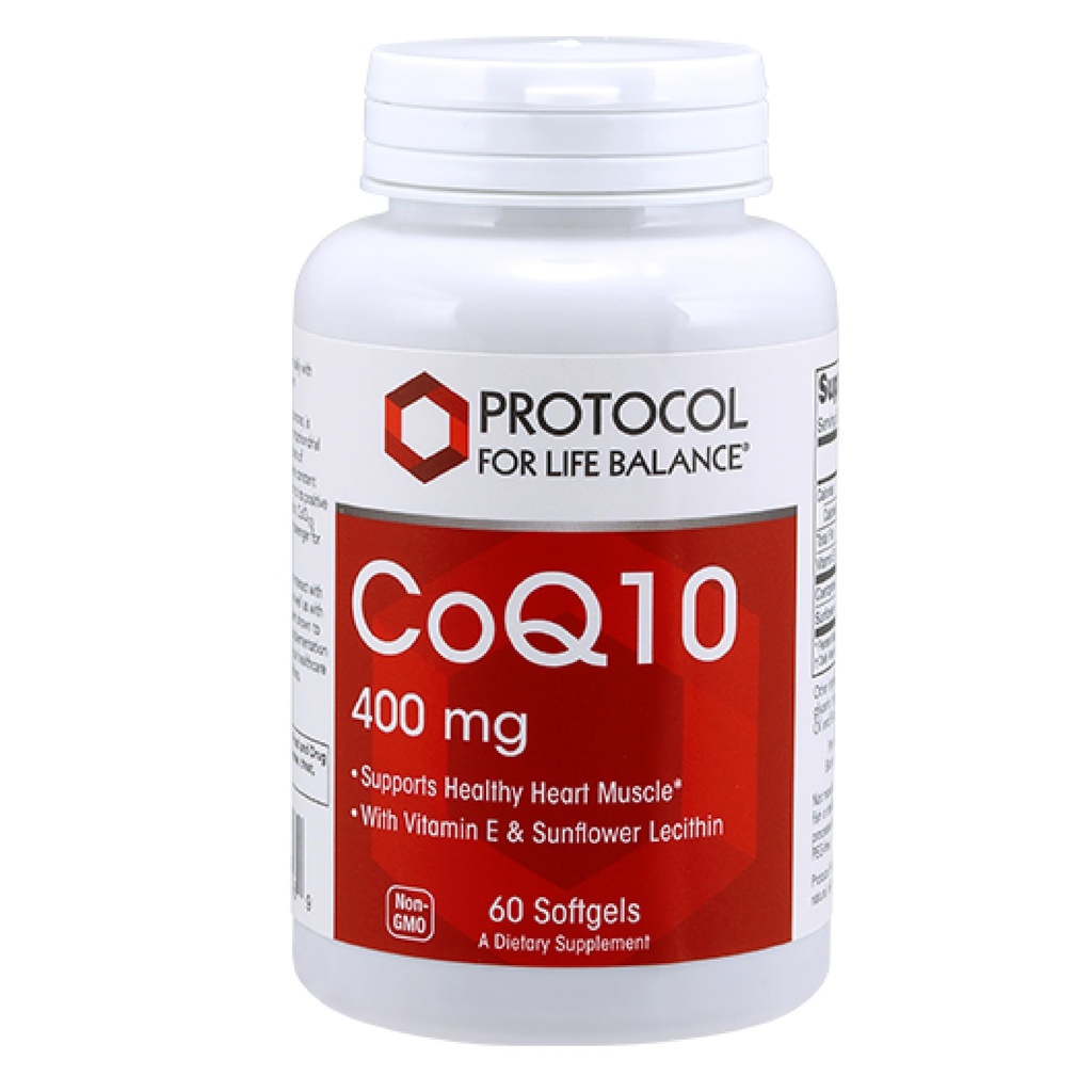 PROTOCOLLO PER LA VITA BALANCE CoQ10 400mg - con Vitamina E & Soy Lecithin - CoQ10 Supplemento - Halal & Egg Free - 60 Softgels