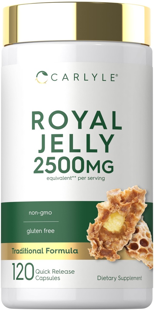 Carlyle Royal Jelly Capsule | 2500mg | 120 Count | Non OGM e Gluten Free Formula | Integratore tradizionale
