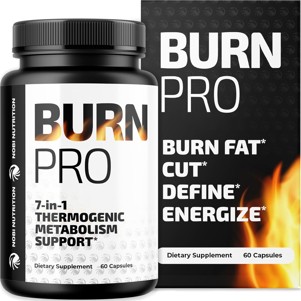 Burn Pro 7-in-1 Thermogenic Metabolism Booster | Supplemento di supporto per la gestione del peso con Appetite & Energy Support | Bloating Relief, Targeted Belly Toning & Keto Induce | Slim, Trim & Tone | 60ct