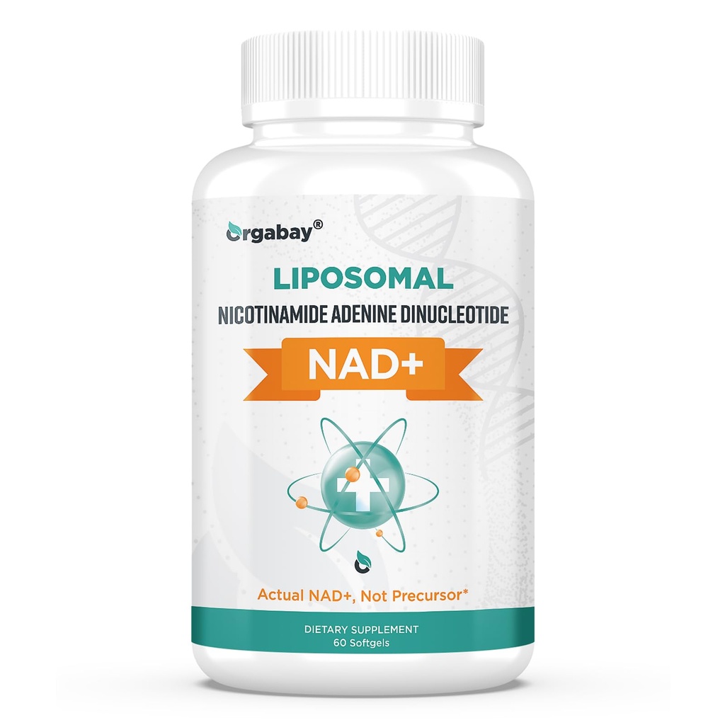 Orgabay Liposomal NAD+ Supplemento 500 mg, ad alto assorbimento, Boost NAD+ con TMG 250 mg, NAD effettivo più efficiente di Nicotinamide Riboside, Support Cellular Energy, Affinamento sano | 60 Softgels