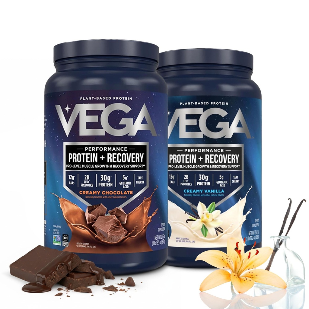 Vega Sport Premium Protein Powder Bundle, Cioccolato + Vaniglia, Plant Based Protein Powder Post Workout - Certificato Vegan, Vegetariano, Keto-Friendly, Senza Glutine, Dairy Free, Aminoacidi BCAA