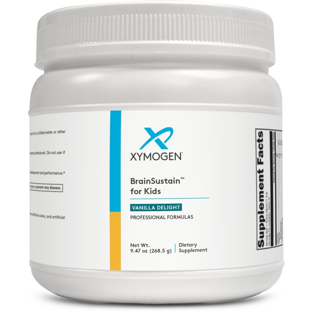 XYMOGEN BrainSustain per bambini - N-Acetyl-L-Cysteine, Acido alfa lipoico e DHA per bambini Focus Support - Integratori per la memoria e la messa a fuoco - Non OGM, Gluten, Soy + Dairy-Free (9.47 oz)