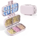 MEACOLIA Organizzatore a tripla vendemmia, 9 scomparti caso di Pillola da viaggio con grande capacità, contenitore di pillole giornaliero piccolo per vitamina, olio di fegato di Cod, materie prime (beige)