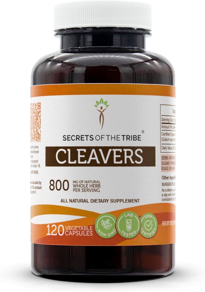 Segreti della Tribe Cleavers 120 capsule, 800 mg, Cleavers (Galium aparine) erba secca (120 capsule)