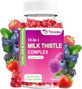 Gummie di cardo al latte, 10-in-1 Formula di erbe per la pulizia del fegato Detox & Riparazione con radice di dadelion, curcuma, carciofo - Funzione epatica ottimale e salute digestiva - Aroma di bacche miste