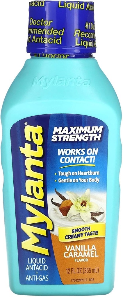Mylanta Antacid and Gas Relief, Formula di massima resistenza, Vanilla Caramel Flavor, 12 oncia fluida