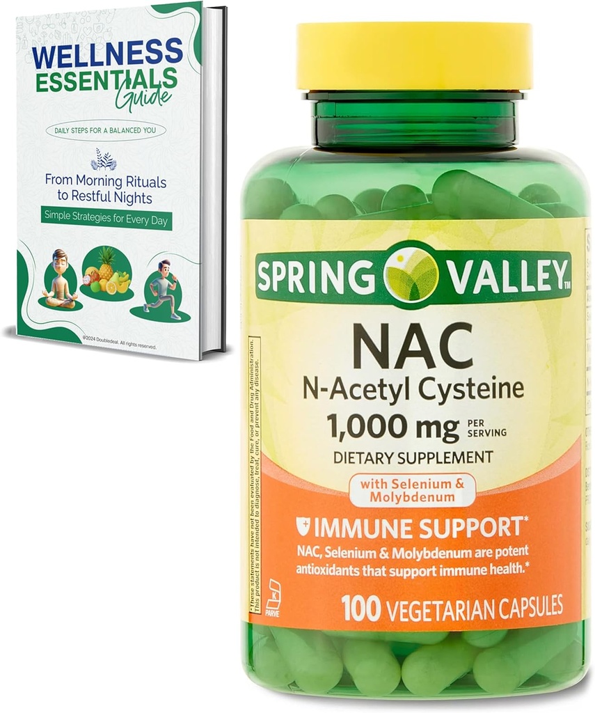 N-Acetyl Cysteine | 1000mg, 100 Count | Supporto Immune, Capsule Vegetariani | Gluten-Free, Soy Free, Lactose Free | con Selenio e Molibdeno