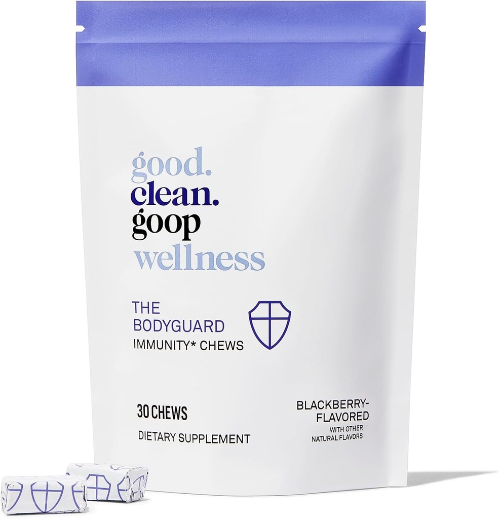 Good.clean.goop Wellness The Bodyguard Immunity Chews | Integratore alimentare per il supporto immunitario | Elderberry Extract & Vitamin D | Berry Flavored | Immune System Booster | Pack of 30 Chews | Non-GMO