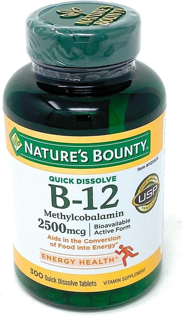 Vitamina di Bounty della natura B-12 2500 mcg, 300 compresse di dissolvenza rapida